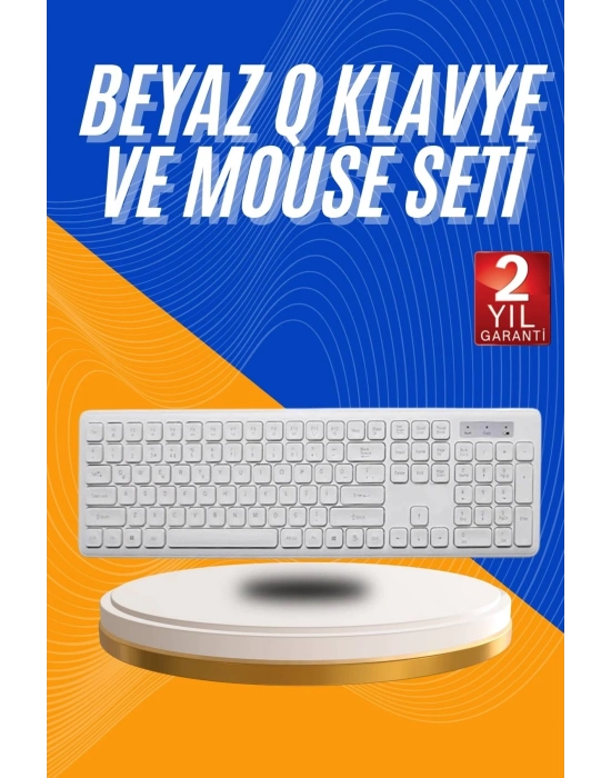 ÇOK SATAN Kablosuz Klavye Mouse Seti Beyaz Q Klavye Tüm Cihazlara Uyumlu