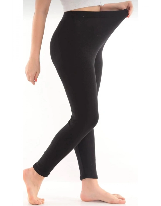 ÇOK SATAN Kadın Siyah Termal Tayt İçi Şardonlu