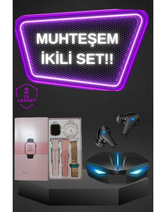 ÇOK SATAN Kadınlar İçin Dokunmatik Ekran Akıllı Saat ve Gamer Kablosuz Bluetooth Kulaklık ANC Özelliği