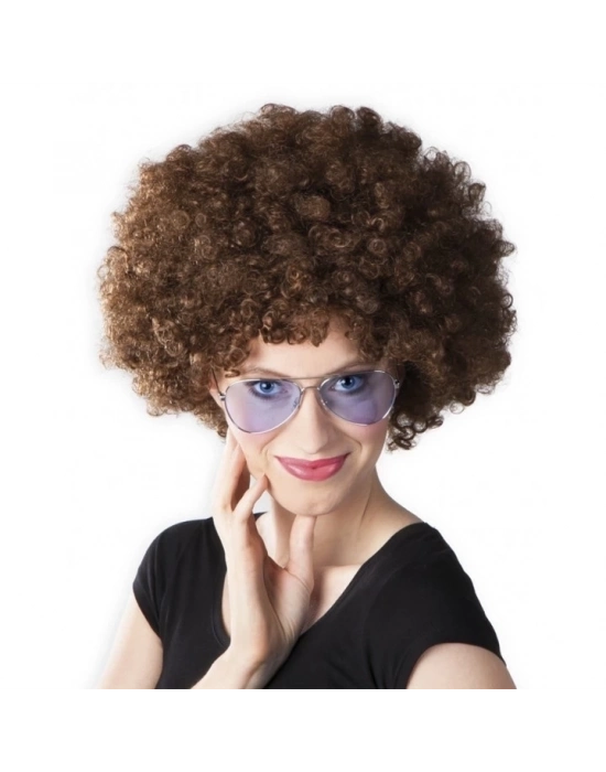 ÇOK SATAN Kahve Renk Kıvırcık Afro Bonus Peruk