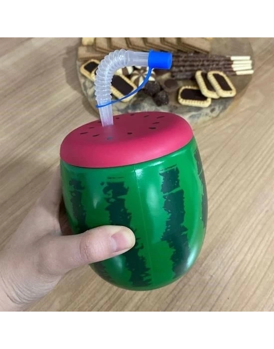 ÇOK SATAN Karpuz Model Kendiliğinden Pipetli 900 ml Suluk, Matara