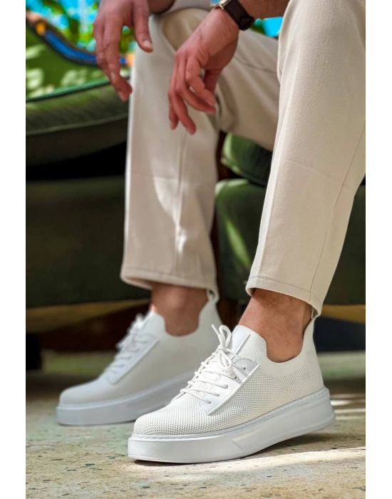 KB-116  Beyaz Bağcıklı Triko Günlük Erkek Ayakkabı