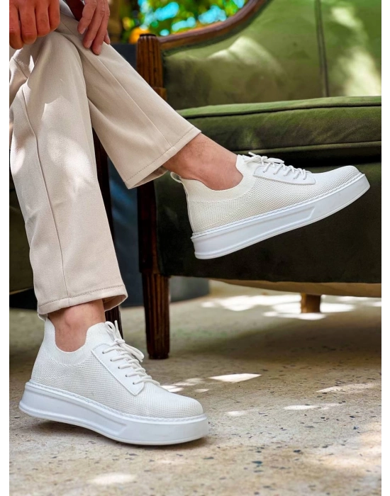 KB-116  Beyaz Bağcıklı Triko Günlük Erkek Ayakkabı