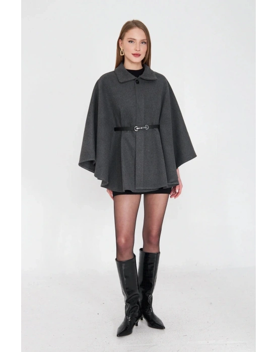 Kemerli kaşe panço antrasit pt