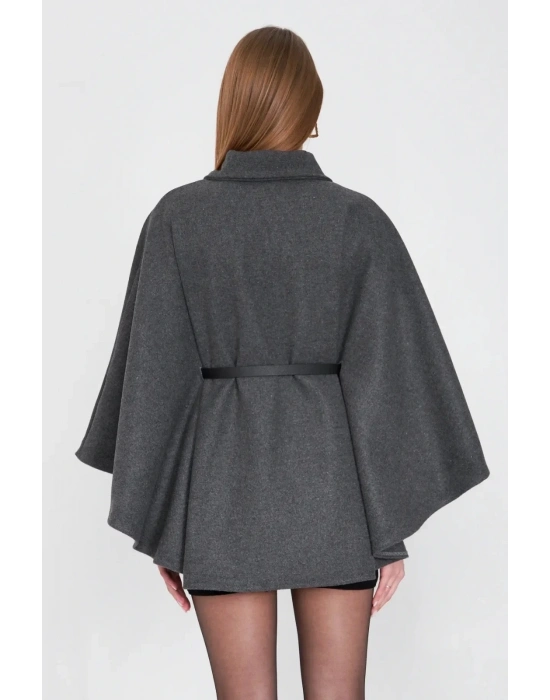 Kemerli kaşe panço antrasit pt