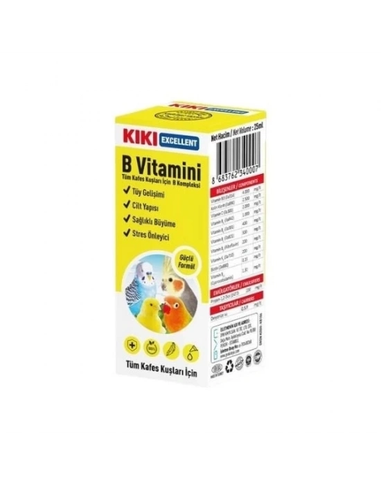 ÇOK SATAN Kiki Excellent Kuşlar için B Vitamini Sıvı Damla 25 Ml