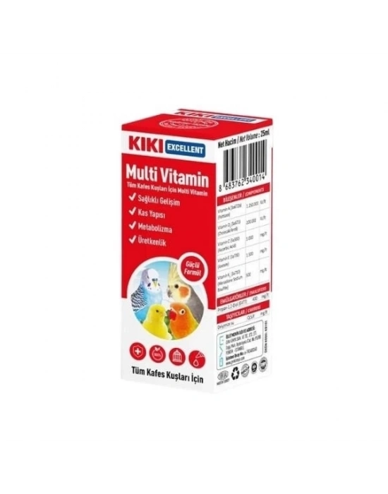 ÇOK SATAN Kiki Excellent Kuşlar için Multi Vitamin Sıvı Damla 25 Ml