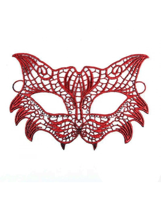 ÇOK SATAN Kırmızı Dantel Masquerade Maskesi 8 No