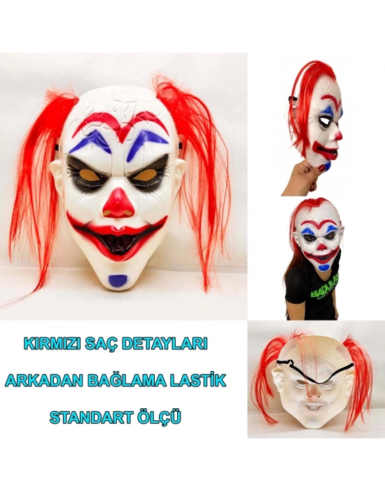 ÇOK SATAN Kızıl Saçlı Joker Palyaço Maskesi