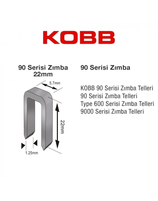 ® Kobb KBZ9022 22 mm 2500 Adet U Zımba Teli