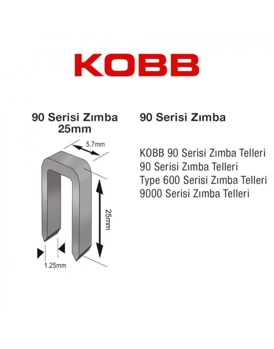 ® Kobb KBZ9025 25 mm 2500 Adet U Zımba Teli