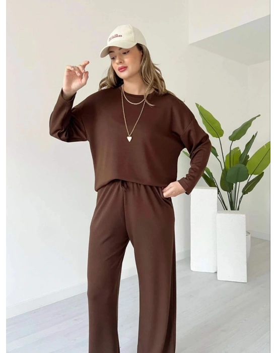 Kollu modal takım kahve