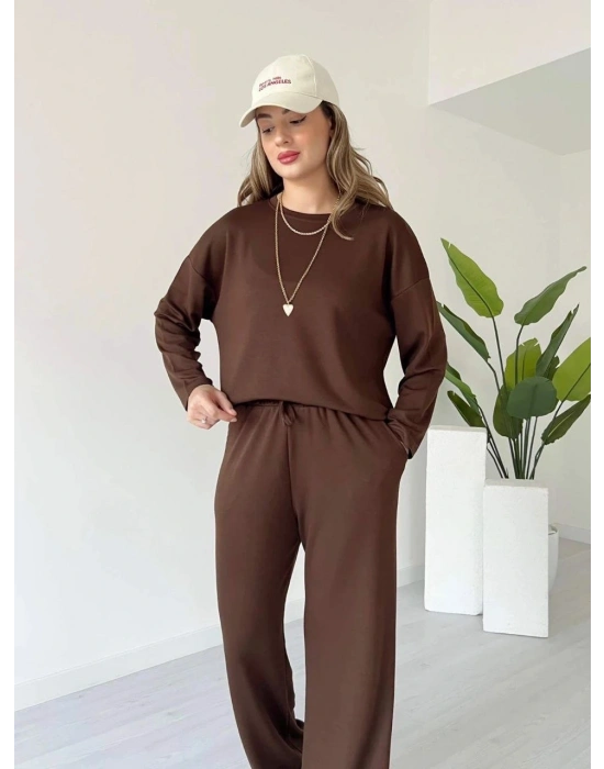 Kollu modal takım kahve