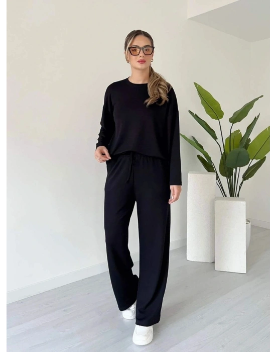 Kollu modal takım siyah