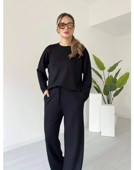 Kollu modal takım siyah