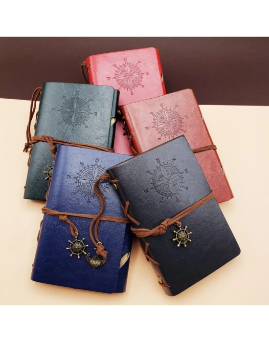 ÇOK SATAN Küçük Boy Pusula Baskılı Deri Defter