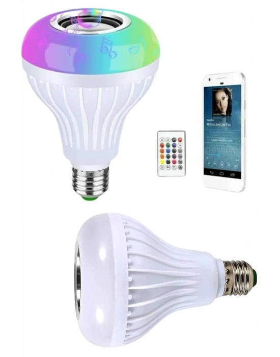 ÇOK SATAN Kumandalı RGB Led Işık Bluetooth Hoparlör Ses Lambası Renkli Ampul
