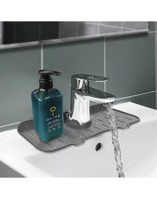 ÇOK SATAN Lavabo İçin Silikon Esnek Mat Musluk Sapı Damlama Tutucu Raf Mutfak Tezgahı Sıçrama Koruma
