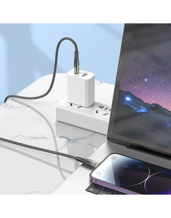 ÇOK SATAN Led Işık Uçlu Sağlam İp Kablolu USB to Lightning Hızlı Şarj Kablosu