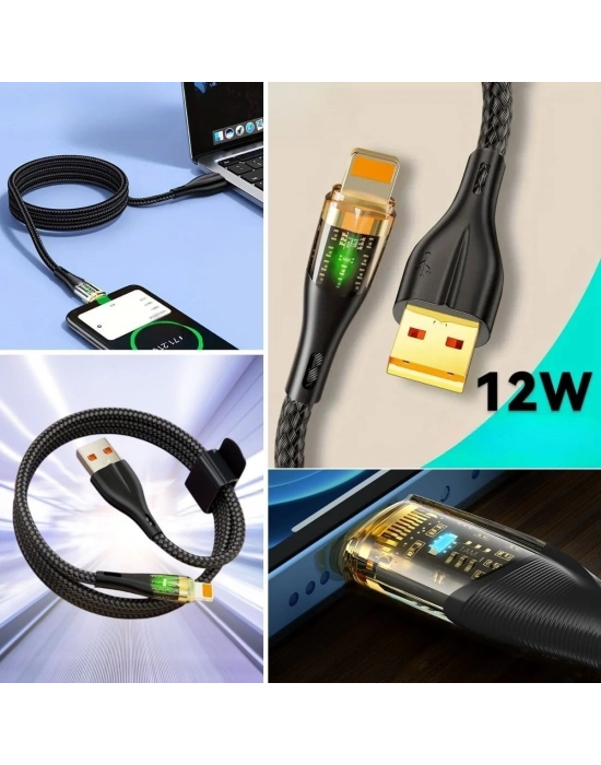 ÇOK SATAN Led Işık Uçlu Sağlam İp Kablolu USB to Lightning Hızlı Şarj Kablosu