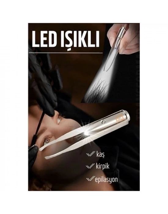 ÇOK SATAN Led Işıklı Cımbız Kirpik Kaş Cımbız Epilasyon Cımbızı
