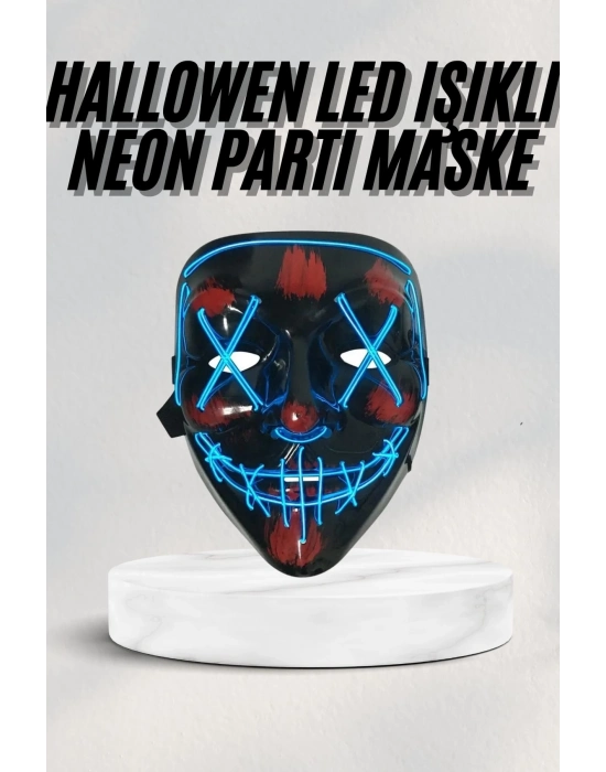 ÇOK SATAN Led Işıklı Neon Maske Cadılar Bayramı Maskesi Korkunç Korku Maskesi