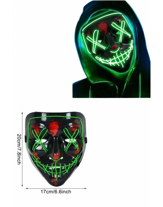 ÇOK SATAN Led Işıklı Neon Maske Cadılar Bayramı Maskesi Korkunç Korku Maskesi