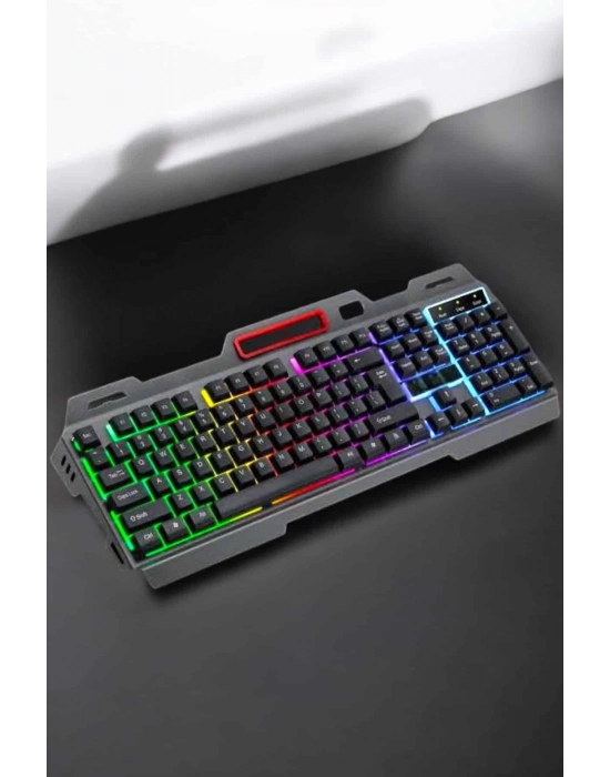 ÇOK SATAN Led Işıklı Oyuncu Klavye Usb Girişli RGB Işıklı Q Klavye Mouse Hediyeli