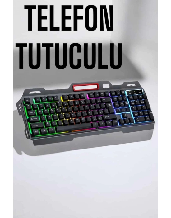 ÇOK SATAN Led Işıklı Oyuncu Klavye Usb Girişli RGB Işıklı Q Klavye Mouse Hediyeli