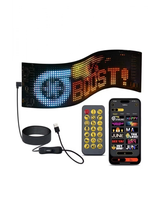 ÇOK SATAN Led Panel Cama Yapışan Telefon Kontrollü Led Ekran Panel 16*64 Led Sayısı