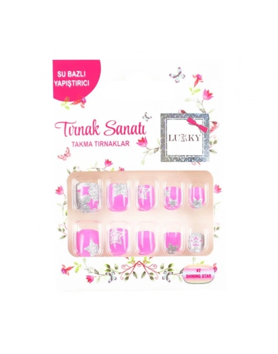 ÇOK SATAN Lukky Yıldız Baskılı Yapışkanlı Takma Tırnak Seti