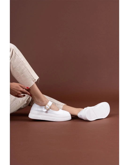 Lunni Beyaz Keten Spor Ayakkabı