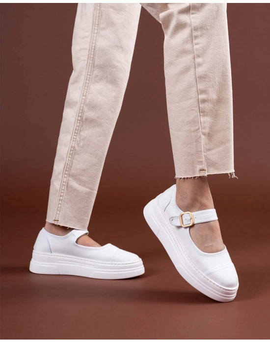 Lunni Beyaz Keten Spor Ayakkabı