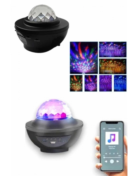 ÇOK SATAN Masa ve Gece Lambası Renkli Projektör Işıklı Disko Topu Bluetooth Hoparlör