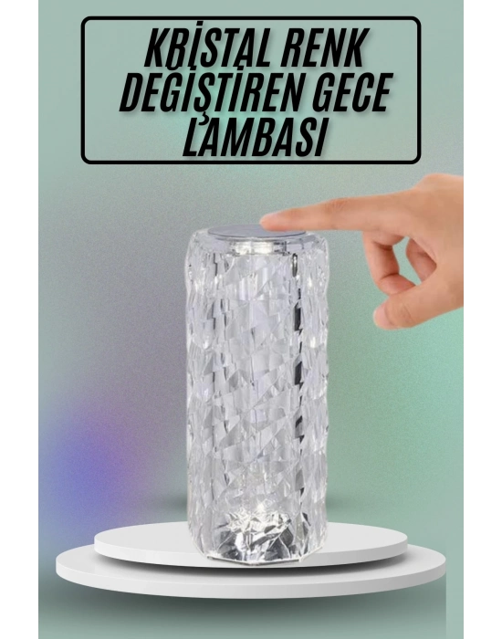 ÇOK SATAN Masa ve Gece Lambası Şık ve Dayanıklı Sensörlü Şarjlı Kristal Lamba