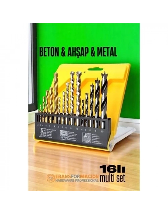 ÇOK SATAN Matkap Ucu Seti- Beton Metal Ahşap Matkap Ucu Drill Bits Set 16 lı SET