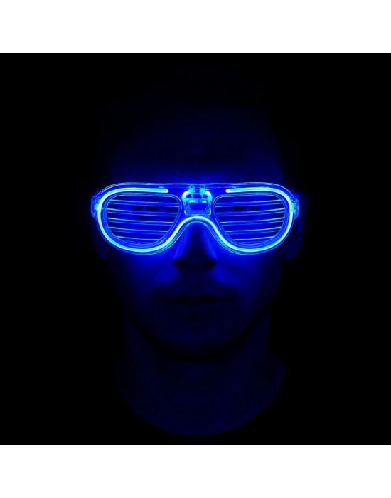 ÇOK SATAN Mavi Led Işıklı Parti Gözlüğü - Neon Glow Şerit Gözlük 3 Modlu