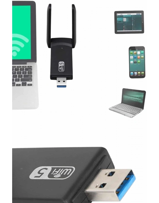 ÇOK SATAN Mbps Wifi Alıcı Kablosuz Wifi Adaptörü Çift Band Çift Antenli