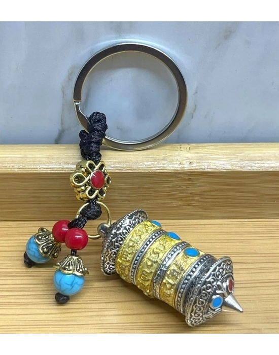 ÇOK SATAN Metal Tibet Dua Çarkı Anahtarlık Alk4462