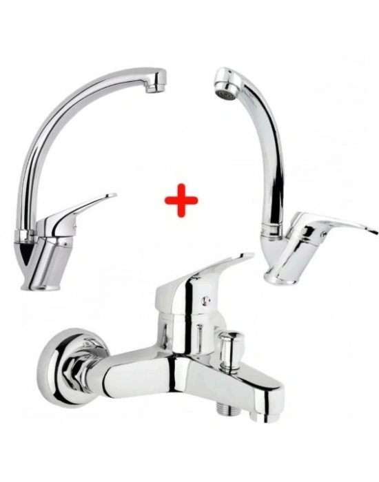 ÇOK SATAN Mix Banyo Bataryası Lavabo - Evye 3 Lü Avantajlı Set