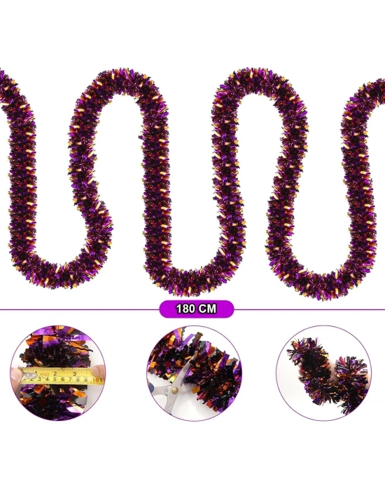 ÇOK SATAN Mor Turuncu Renk 4 Cm Genişlik Garland Çift Renk Sim Süs 180 Cm