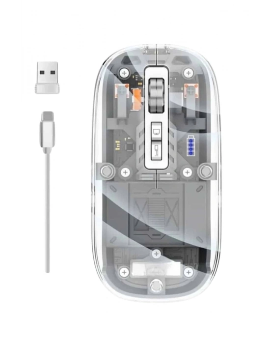 ÇOK SATAN Mouse Fare Kablosuz Mouse Fare Şarjlı Bluetooth Sessiz 5 Tuşlu Şeffaf