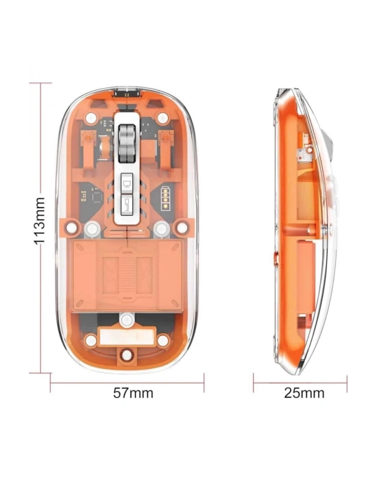 ÇOK SATAN Mouse Fare Kablosuz Mouse Fare Şarjlı Bluetooth Sessiz 5 Tuşlu Şeffaf