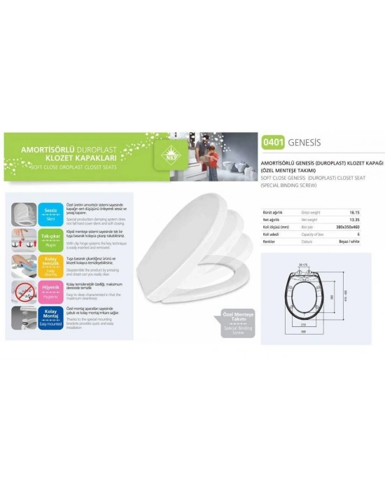 ® NKP Genesis Amortisörlü+Tak Çıkar Klozet Kapağı