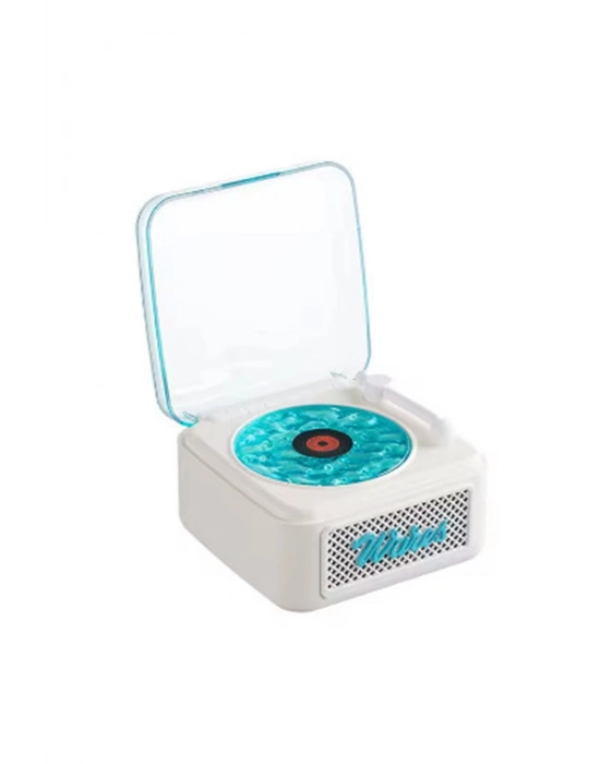 ÇOK SATAN Nostalji Mini Plak Görünümlü Radyolu Bluetooth Hoparlör 3d Ses Dalgası Retro Müzik Plak Beyaz