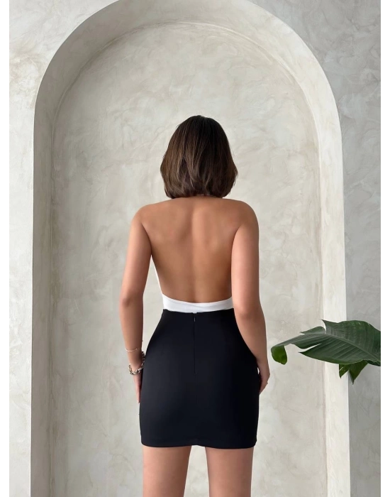 Önü büzgülü etek siyah s24222