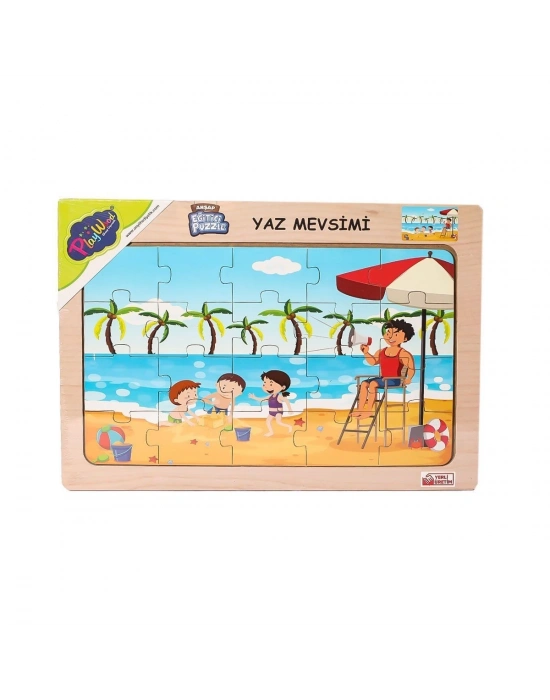 ÇOK SATAN ONY-117/118/119/120 Ahşap Eğitici Puzzle -Yaz Mevsimi