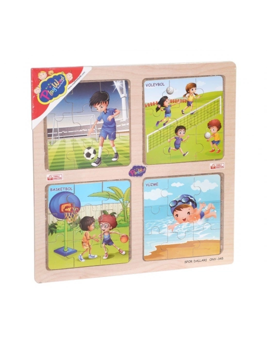 ÇOK SATAN ONY-343/344/345/346 Ahşap Eğitici 4lü Puzzle -Onyıl