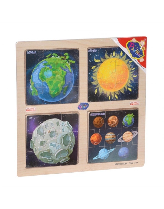 ÇOK SATAN ONY-343/344/345/346 Ahşap Eğitici 4lü Puzzle -Onyıl