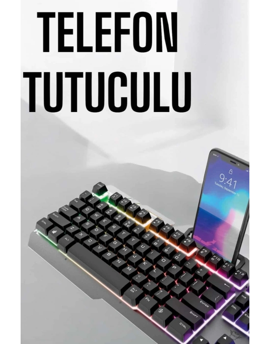 ÇOK SATAN Oyuncu Klavyesi Q Klavye RGB Işıklı Mouse Hediyeli